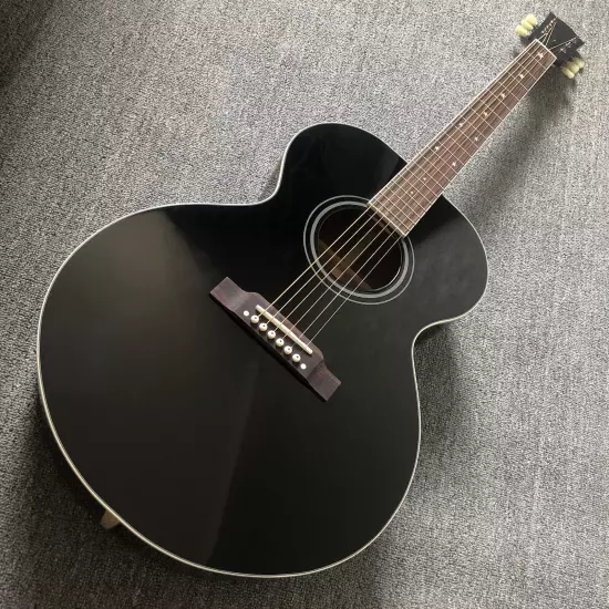 Solid spruce top, high quality black 180 series acoustic guitar,