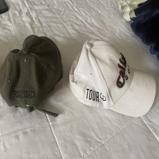 Lot of 3 Golf Hats Caps 2 Callaway White Redhead Green Dad Hat Adjustable