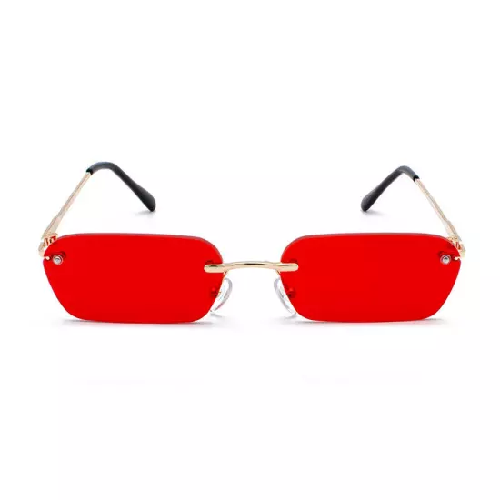 Small Rimless Rectangle Sunglasses Tinted Frameless Eyewear Vintage Sun Glasses