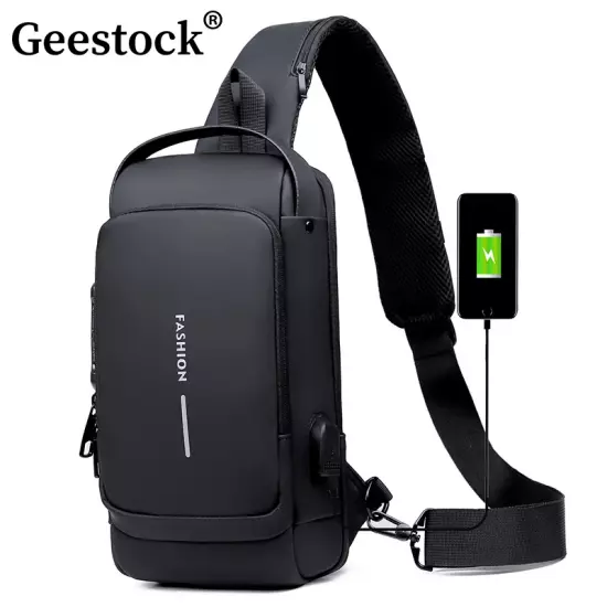 Geestock Anti-Theft Crossbody Bag Men'S Shoulder Bag Travel Messenger Chest Slin