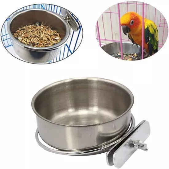 PINVNBY Parrot Feeding Cups Birds Food Dish Stainless Steel Feeders... 