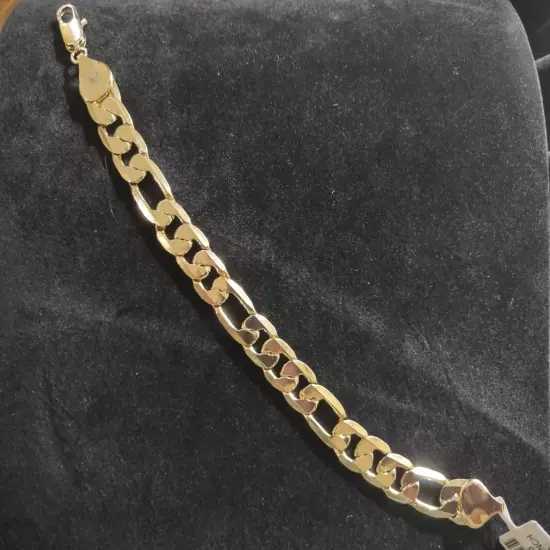 8" Men's Gold Figaro Bracelet 11.5mm