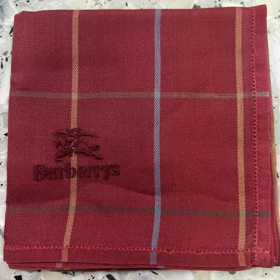 MAN HANDKERCHIEF CHECKS STRIPED RED CLASSIC VTG COTTON POCKET ART SQUARE17” #B55