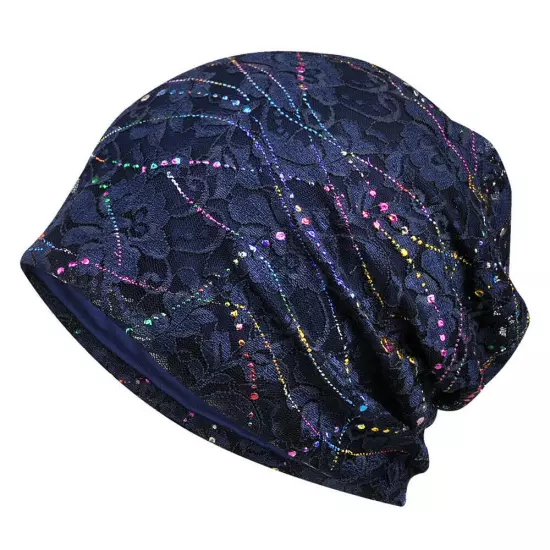 Women's Floral Lace Beanie Hat Cancer Chemo Cap Turban Multiple Colors Headwear