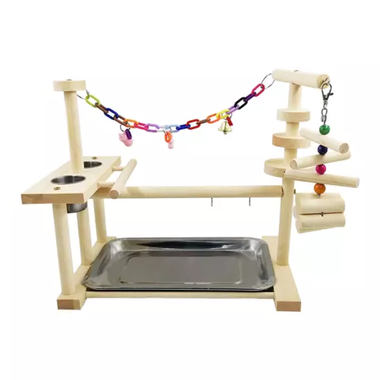 Wooden Parrot Playstand Perch Gym Exercise Cockatiel Bird Play Stand Playpen