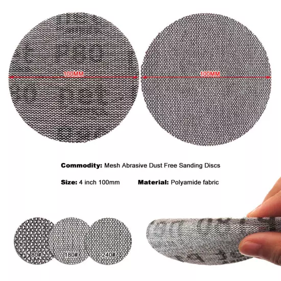 75-150mm Mesh Sanding Discs 80-800 Grit, Hook and Loop Sanding Pads Abrasive