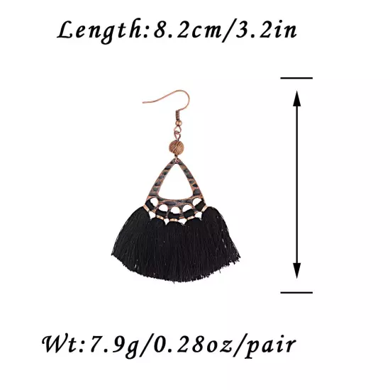 Fashion Women Bohemian Earrings Long Tassel Fringe Drop Dangle Ear Stud Jewelry