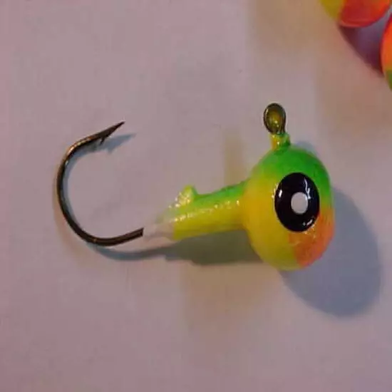 100 NEW FLOATING WALLEYE JIG HEADS SIZE 1 GREEN ORANGE YELLOW 3/8