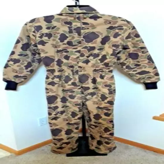 Vtg Jim Catfish Hunter Hunting Camouflage Quilted Lined Coverall Saftbak USA M