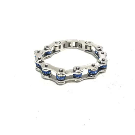 Men's Stainless Steel Bracelet Chain Link Blue