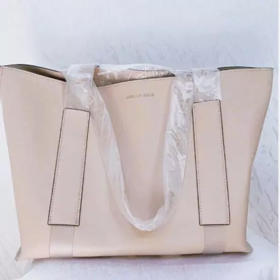 MICHAEL KORS Blush Pink TOTE BAG PURSE Clear Logo Straps NEW