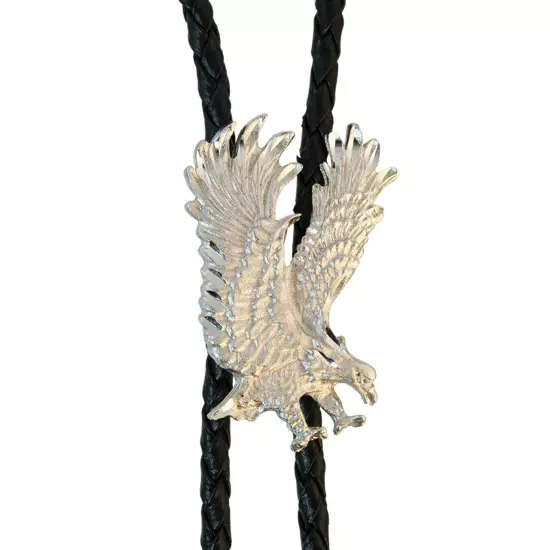 NWT Made in the USA - Silver Hunting Eagle Bolo Tie Cowboy Western Boxed