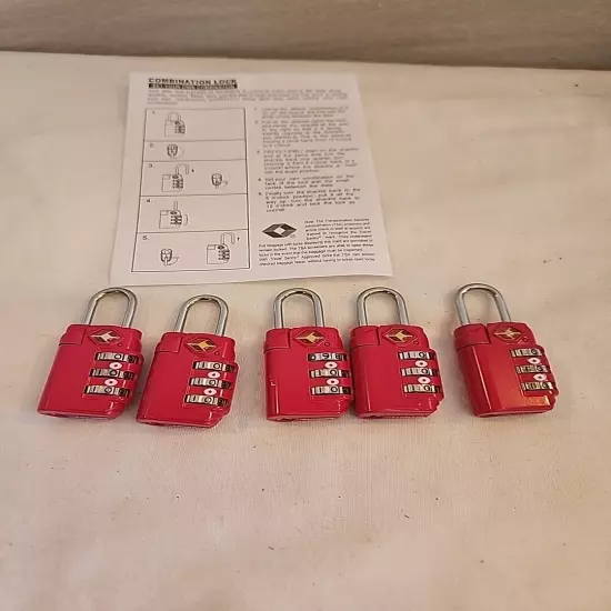 5 Red Combination Luggage Locks TSA Suitcase Padlock 3 Digit Luggage Code