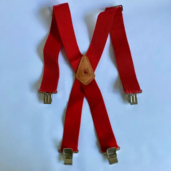 Carhartt Utility Suspenders Red Adjustable Silver Metal Clips