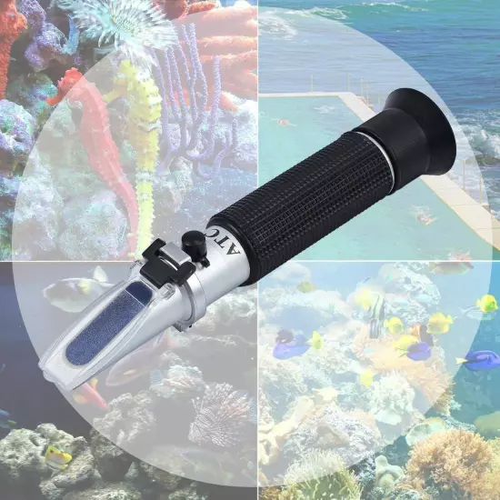 Salinity Refractometer Saltwater Aquarium for Seawater Pool Tank Marine Fishk...