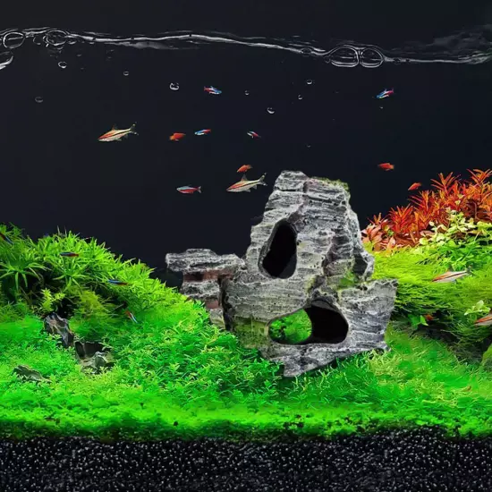 Aquarium Mountain Ornament Fish Tank Decor Decoration View Stone Rock Cave U6K7