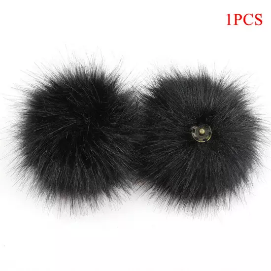 Fluffy Faux Fox Fur Pompom 8cm Pom Poms Ball with Dark Buckle DIY for Hat Bags"