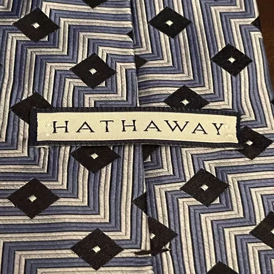 Hathaway Blue Black 100% Imported Silk Men’s Neck Tie Made In USA