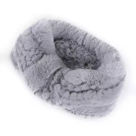 Women's Winter Cold Weather Headband Rex Rabbit Fur Elastic Headwarmer Hairband