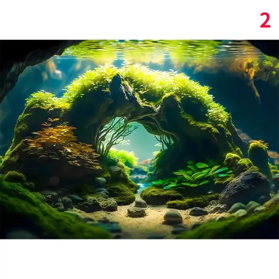 3D Aquarium Fish Tank Background Sticker Landscape Self Adhesive Decors DIY New