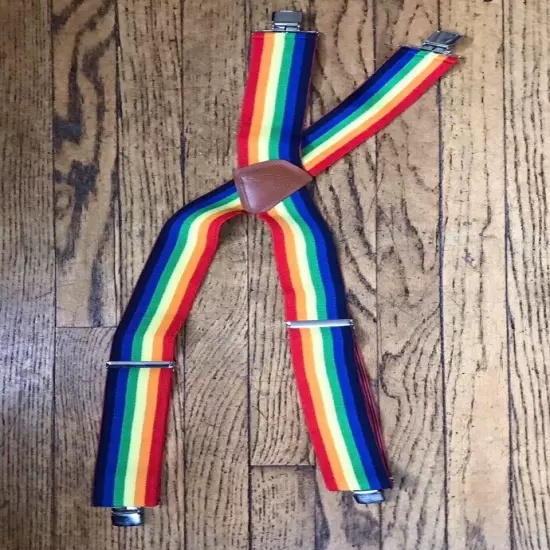 Hold Up Rainbow Suspenders Mork And Mindy LGBTQ Funky Retro Groovy USA Made