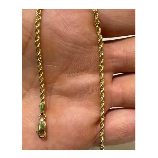 14k Solid Yellow Gold Rope Chain Necklace Bracelet 1mm-10mm Men Women Sz 7"-30"