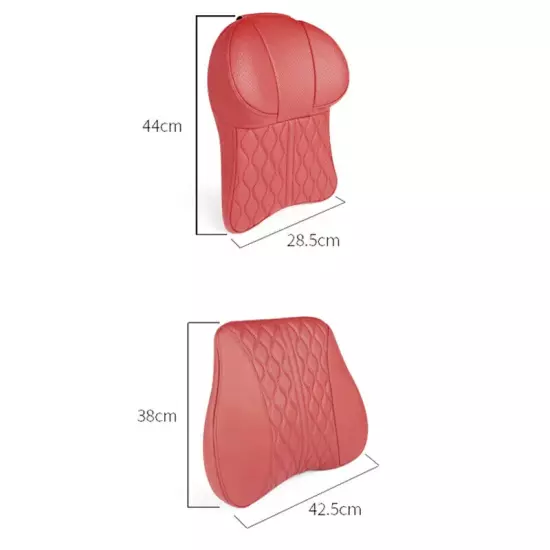 Car Leather Headrest Lumbar Support Rest Neck Pillow Back Cushion Waist Supports