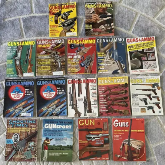 Vintage 1960's Magazine Lot of 16 ~ Guns & Ammo, Shooting Times, and MORE!