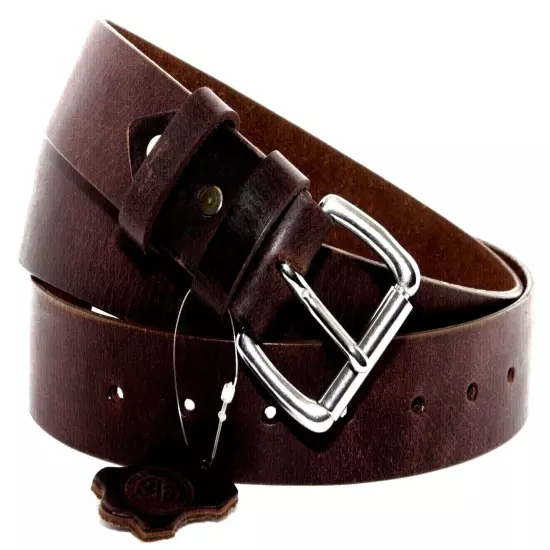 Men's Genuine Buffalo FULL GRAIN Leather Belt, 1 1/2" width, Handmade, By Amish