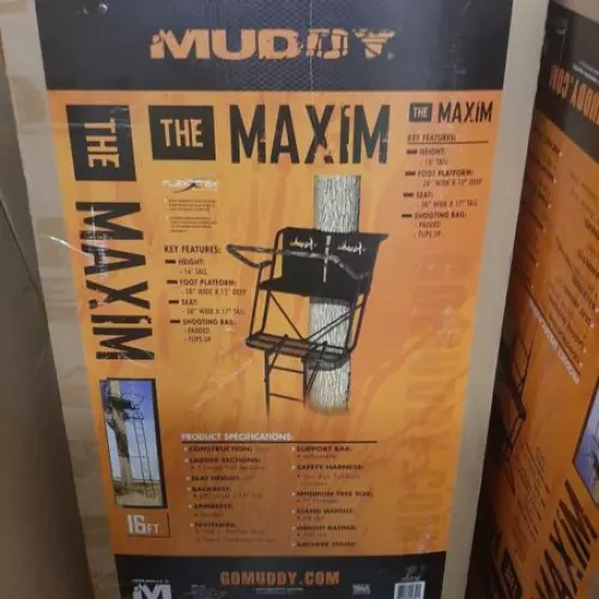 Muddy Maxim Double 16 Ft Tall 2 Person Deer Hunting Ladder Treestand,2 Harnesses