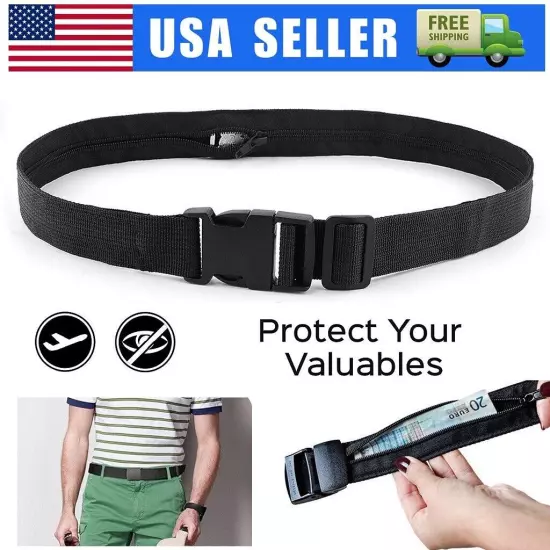 2PCS Travel Safety Belt Hidden Wallet Belt Cash Box Secure Anti-theft Pocket USA