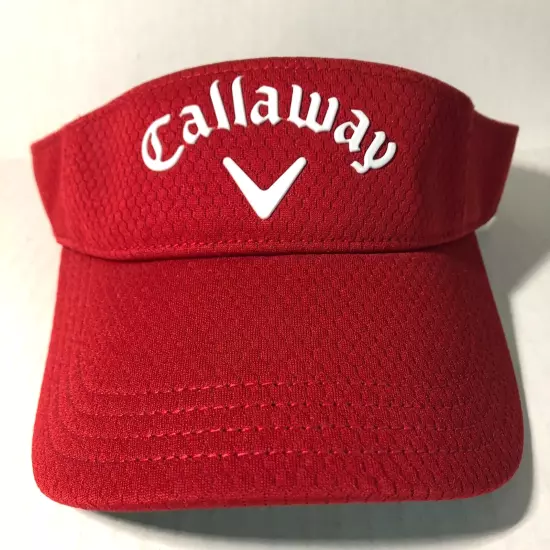 Callaway Golf Visor Red White Hat Adjustable Back Logo Unisex Mens Polyester