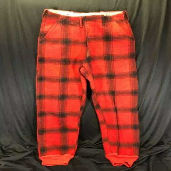 Vtg wool red/black trad'l Buffalo plaid hunting pants, S-M, Am. Field SportsWear