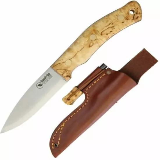 Casstrom No 10 Fixed Knife 3.88" 14C28N Steel Full Tang Blade Curly Birch Handle