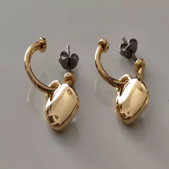 Women's Michael Kors Square Drops Gold Tone Logo Accent Earrings