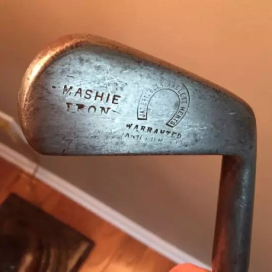 RARE-Bradbeer Mashie Iron. c1900. Small Dot Punched Face. Hickory Wood Shaft.