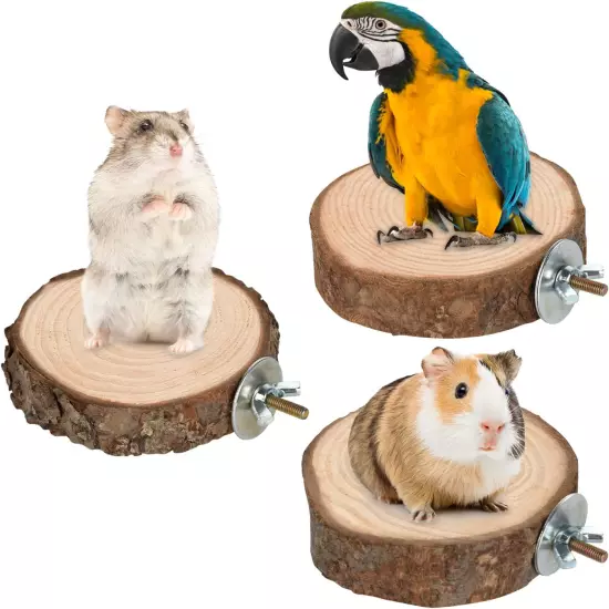 9 PCS Bird Perches Stand Toy, Wood Parrot Perch Stand Bird Cage Branches Platfor