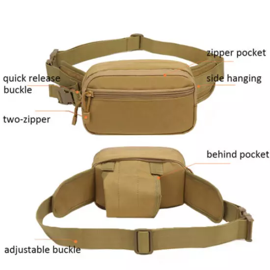 Men's Tactical Waist Bag Pistol Holster Fanny Pack Crossbody Bags Multifunction