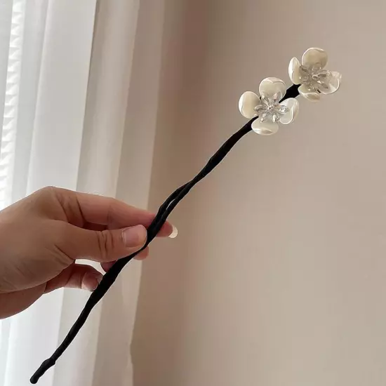 Women Flower Pearl Hairpin Bun Maker Twist Headbands US Hair Accessories C4W7