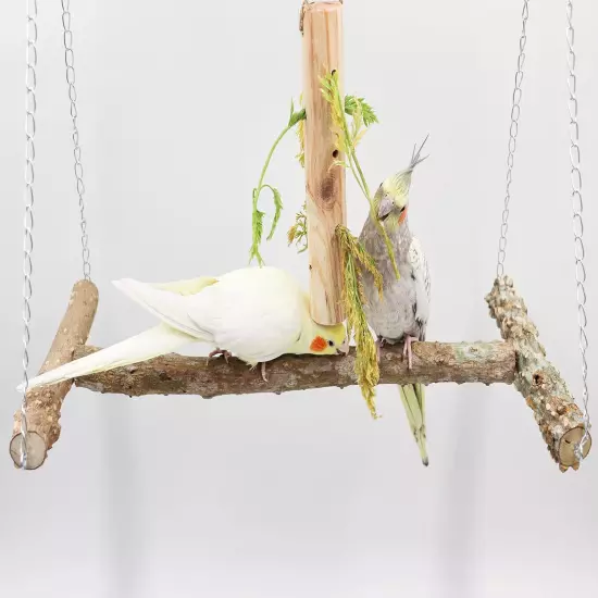 Large Bird Perch Swing Toy, Natural Pepper Wood Parrot Perch Stand Toy