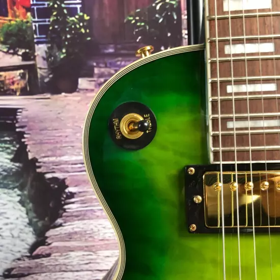 Green Les Paul 6-string electric guitar Flame maple top mahogany body in stock