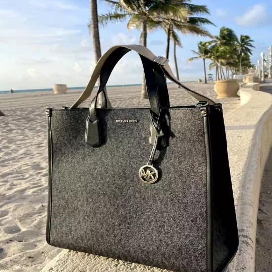 $398 Michael Kors LG NS TOTE CARRYALL BAG MK HANDBAG BLACK PURSE NEW