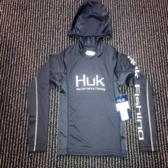 NWT Huk Youth Extra Small XS Icon X Hoodie Navy Blue Hooded Fishing Shirt $45MSP