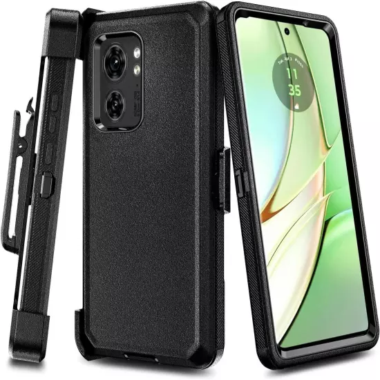 For Motorola Moto Edge 2024 Heavy Duty Hybrid Case Cover Belt Clip Holster Black