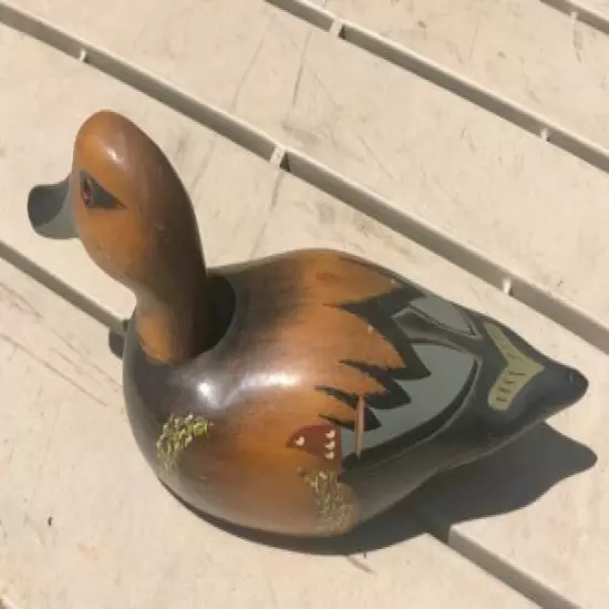 VINTAGE WOOD DUCK DECOY CARVING-SCULPTURE -SIGNED