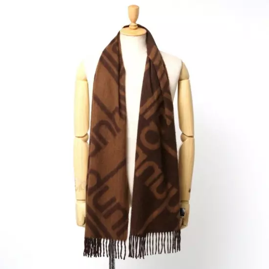 Dunhill Brown 100% Cashmere Shawl with Fringe