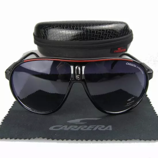 New Men's Women's Retro Outdoor Matte Black Sunglasses Carrera Glasses+Box C01