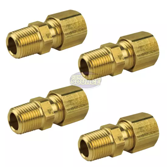 1/4" x 1/8" Compression x Male NPT Adapter Pipe Fitting Tube Connector 4 Pack