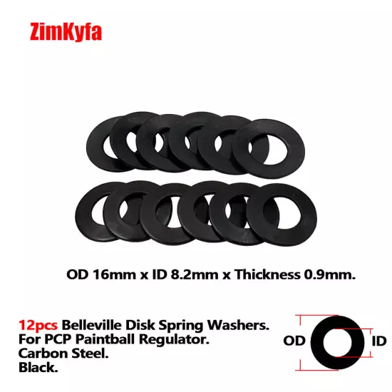 12pcs Disk Spring OD16mm x ID 8mm x Thickness 0.9mm Washers for PCP Regulator