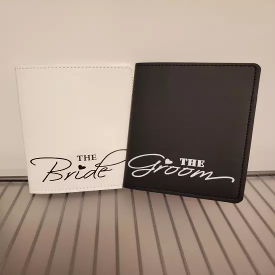 2x Passport Holders - The Groom (Black) and The Bride (White)